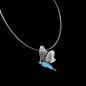 Preview: Halsschmuck mit Türkis in 925 Silber - Schmetterling