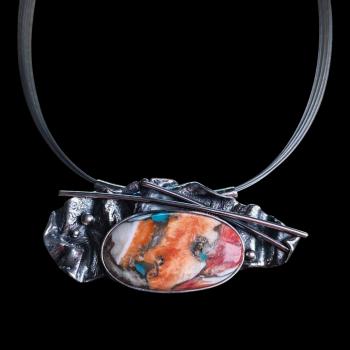 Halsschmuck mit Stachelaustertürkis in 925 Silber