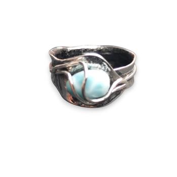 Ring Larimar in 925 Silber