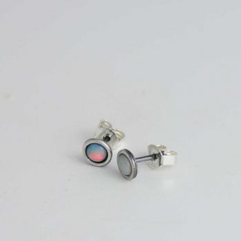 Preview: Ohrstecker oval mit Opal 6x4 mm