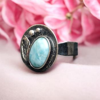 Ring Larimar in 925 Silber