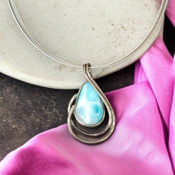 Halsschmuck Larimar in 925 Silber
