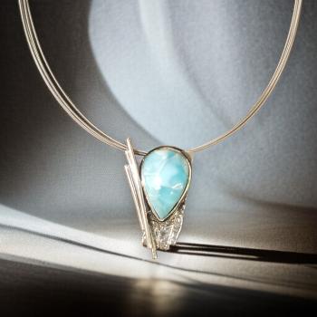 Halsschmuck Larimar in 925 Silber