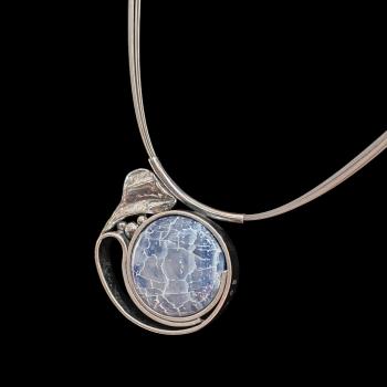 Preview: Halsschmuck Achat blau in 925 Silber.