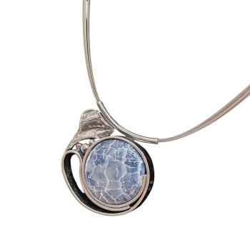 Preview: Halsschmuck Achat blau in 925 Silber.