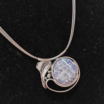 Halsschmuck Achat blau in 925 Silber.