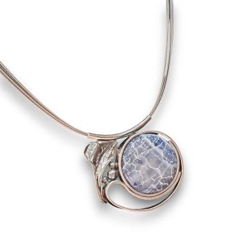 Halsschmuck Achat blau in 925 Silber.