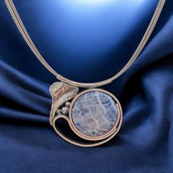 Halsschmuck Achat blau in 925 Silber.