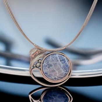 Halsschmuck Achat blau in 925 Silber.