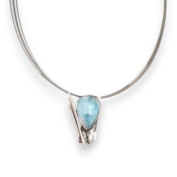Halsschmuck Larimar in 925 Silber