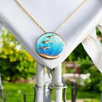 AH Shines of Color "Möwen" blau - vergoldet -