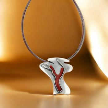 Halsschmuck Koralle in 925er Silber.