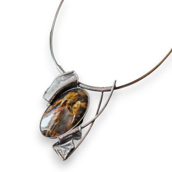 Halsschmuck Pietersit in 925 Silber.
