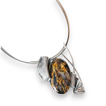 Halsschmuck Pietersit in 925 Silber.