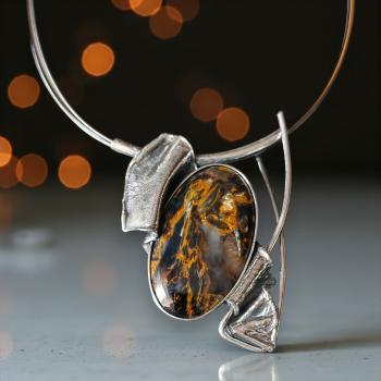 Halsschmuck Pietersit in 925 Silber.