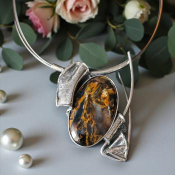 Halsschmuck Pietersit in 925 Silber.