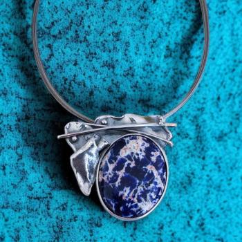 Halsschmuck Sodalith in 925 Silber