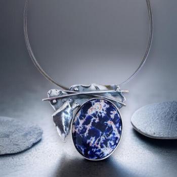 Halsschmuck Sodalith in 925 Silber