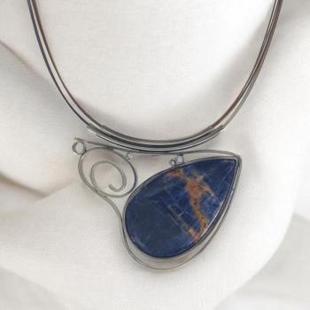 Halsschmuck Sodalith in 925 Silber