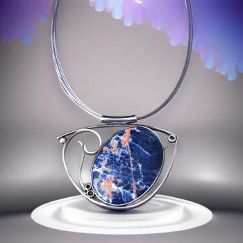 Halsschmuck Sodalith in 925 Silber