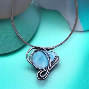 Halsschmuck Larimar in 925 Silber