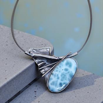 Halsschmuck Larimar in 925 Silber