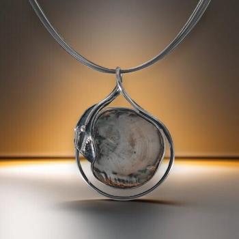 Halsschmuck Fossiles Holz in 925 Silber