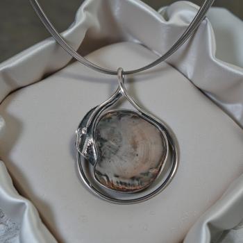 Halsschmuck Fossiles Holz in 925 Silber