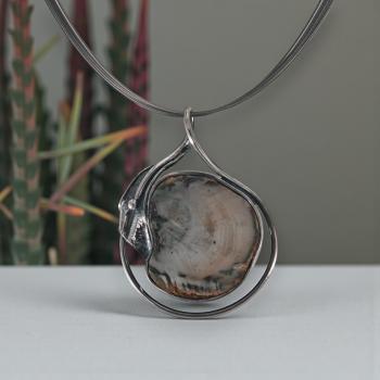 Halsschmuck Fossiles Holz in 925 Silber