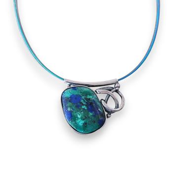 Preview: Halsschmuck Azurit Malachit in 925 Silber