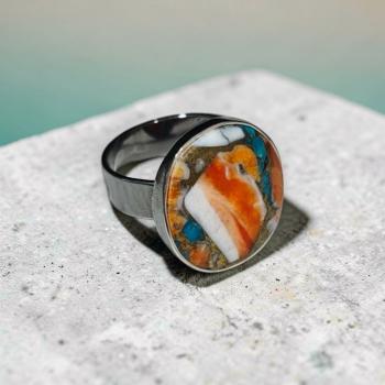 Silberring mit Stachelaustertürkis