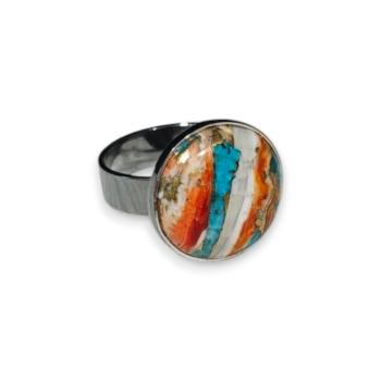 Preview: Silberring mit Stachelaustertürkis