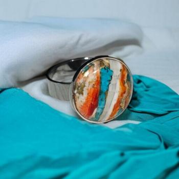 Silberring mit Stachelaustertürkis