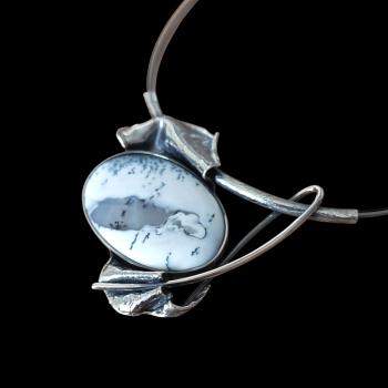 Preview: Halsschmuck Dendritenjaspis in 925 Silber