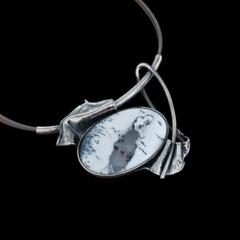 Preview: Halsschmuck Dendritenjaspis in 925 Silber