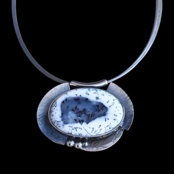 Halsschmuck Dendritenjaspis in 925 Silber