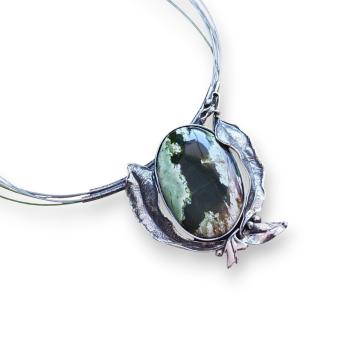 Halsschmuck Grünopal in 925 Silber