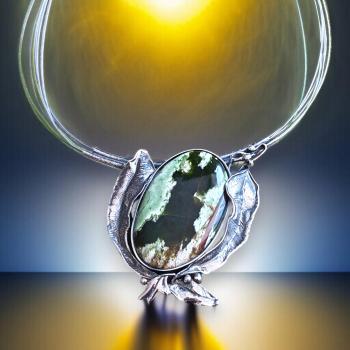 Halsschmuck Grünopal in 925 Silber