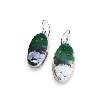 Preview: Ohrhänger mit Grünopal in 925 Silber