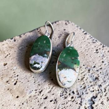 Ohrhänger mit Grünopal in 925 Silber