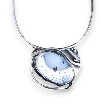 Preview: Halsschmuck Dendritenjaspis in 925 Silber