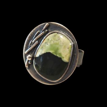 Preview: Ring mit Grünopal in 925 Silber
