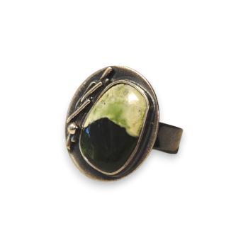 Preview: Ring mit Grünopal in 925 Silber