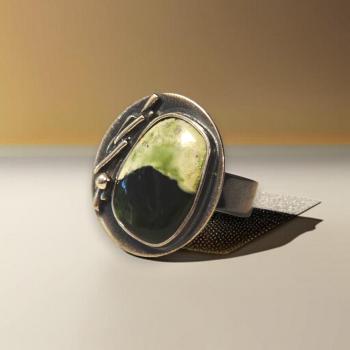 Ring mit Grünopal in 925 Silber
