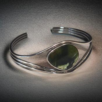 Armspange mit Grünopal in 925 Silber