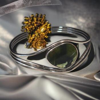 Armspange mit Grünopal in 925 Silber