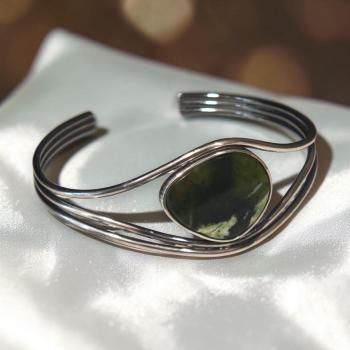 Armspange mit Grünopal in 925 Silber