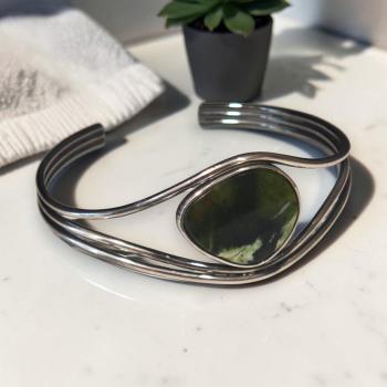 Armspange mit Grünopal in 925 Silber