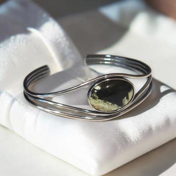 Armspange mit Grünopal in 925 Silber