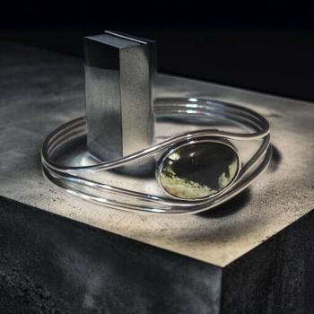 Armspange mit Grünopal in 925 Silber